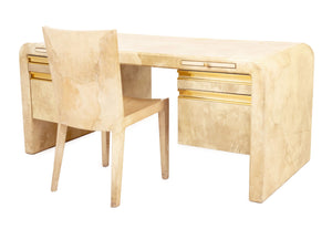 Karl Springer Goatskin Desk and Chair, ca. 1970