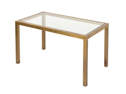 Modern Glass Top Brass Dining Table