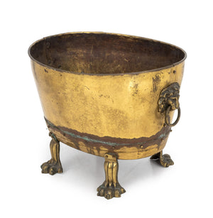 Victorian Lion's Mask Handle Brass Jardiniere