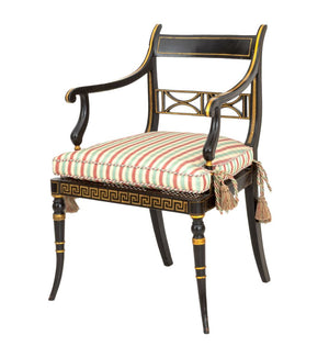 Regency Ebonized and Gilt Armchair, 19th C.