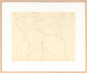 Louise Nevelson Female Nude Figures Pencil and Ink