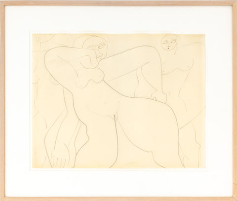 Louise Nevelson Female Nude Figures Pencil and Ink