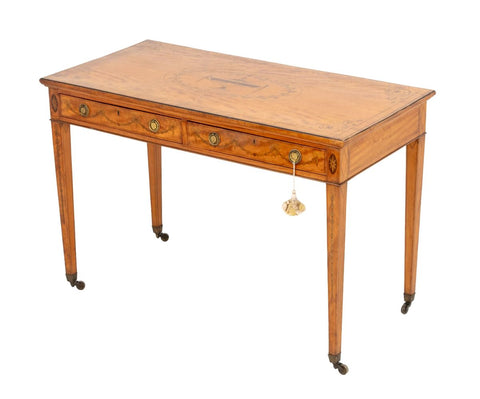 George III Style Satinwood Marquetry Console Table