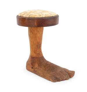 Folk Art Carved Wood "Foot" Stool