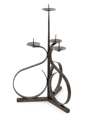 Arts & Crafts Wrought Metal 4-Branch Candelabra