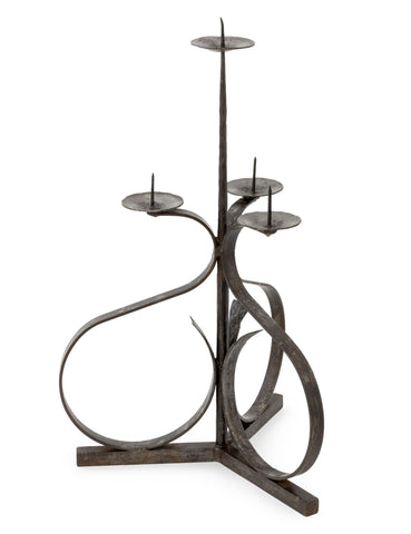 Arts & Crafts Wrought Metal 4-Branch Candelabra
