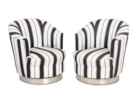 Contemporary Silk Blend Swivel Tub Chairs, 2