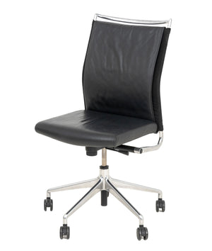 Modern Black Leather & Chrome Swivel Office Chair