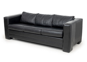 Modern Black Leather Upholstered Sleeper Sofa