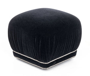 Modern Black Velvet Upholstered Ottoman