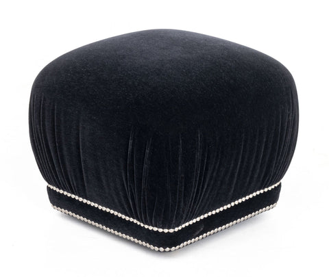 Modern Black Velvet Upholstered Ottoman