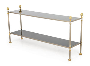 Maison Jansen Style Steel & Brass Two-Tier Etagere