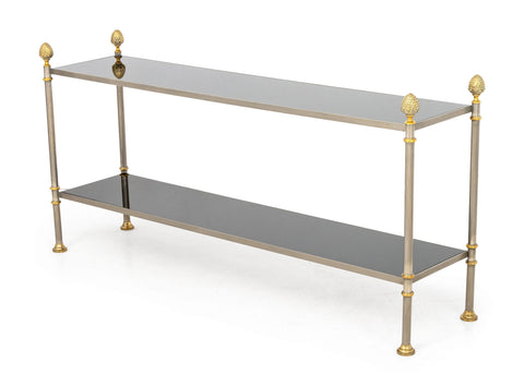 Maison Jansen Style Steel & Brass Two-Tier Etagere