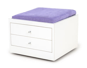 Contemporary Purple and White Storage Ottoman