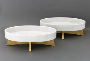 Googie Style "LAX" Marble Bowls on Stands, Pair