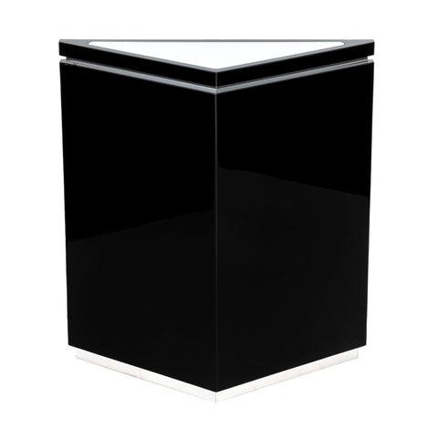 Postmodern Black Lacquered Illuminated Pedestal