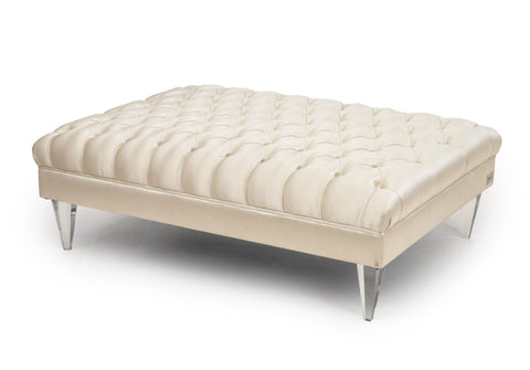 Fendi Tufted White Silk Upholstered Bench