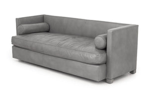 Modern Gray Leather Upholstered 3-Seat Sofa