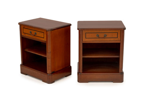 Art Deco Style Cherrywood Bedside Tables, Pair