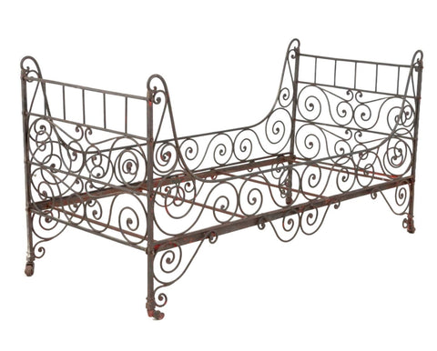 French Wrought Iron Folding Campaign Bed