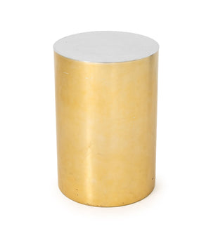 Modern Chrome and Gold-Tone Cylindrical Side Table