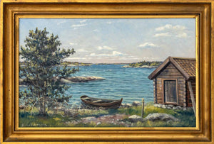 Bo von Schwerin Cabin by the Lake Oil on Canvas
