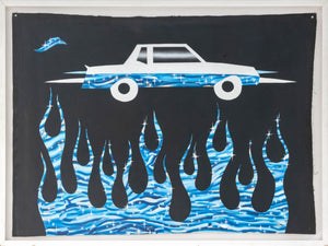 Jesse Spears Blue Flame Car Oil on Canvas
