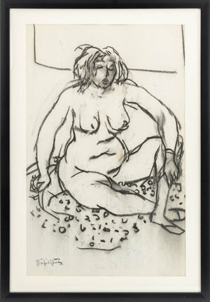 Manfred Schwartz Nude Woman Study Charcoal