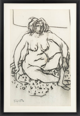 Manfred Schwartz Nude Woman Study Charcoal