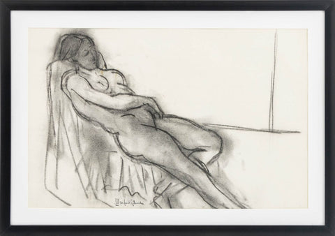 Manfred Schwartz Nude Woman Study Charcoal