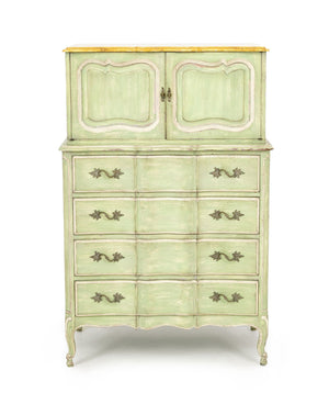 French Provincial Style Green Painted Cupboard