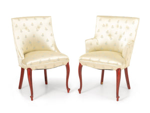 Floral Silk Upholstered Chairs, 2