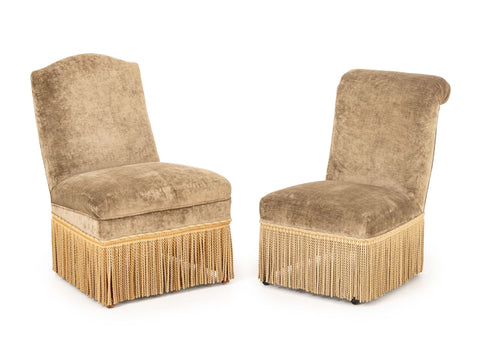 Napoleon III Style Slipper Chairs, Associated Pair