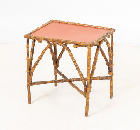 Bent Bamboo Red Painted Top Side Table