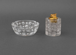 Lalique Crystal "Toyko" Smoking Set, 2 Pcs.
