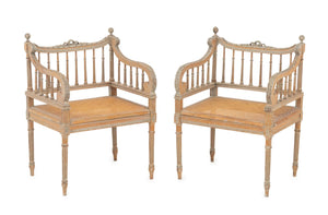 Louis XVI Style Walnut Armchairs, 19th C., Pair