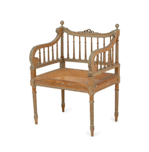 Louis XVI Style Cane Paneled Seat Fauteuil