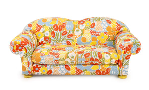Abstract Floral Print Custom Upholstered Sofa