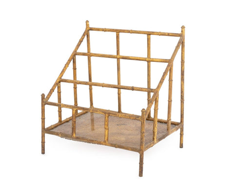 Hollywood Regency Gilt Faux Bamboo Canterbury