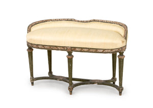 Louis XVI Style Upholstered Distressed Window Seat
