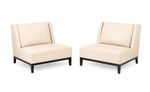 Christian Liaigre x Holly Hunt Leather Chairs, Pr.