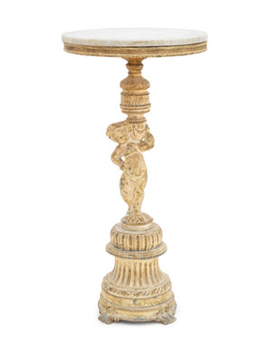 Neoclassical Style Marble Top Figural Side Table