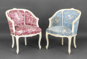 Louis XV Style White Painted Bergeres, Pair
