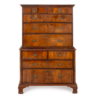 George II Walnut and Featherbanded Chest on Chest