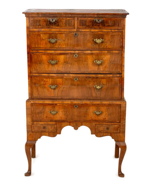 George II Walnut and Featherbanded Chest on Stand