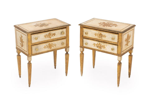 Louis XVI Style Distressed Side Tables, Pair
