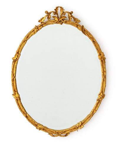 Louis XVI Style Giltwood Oval Beveled Mirror