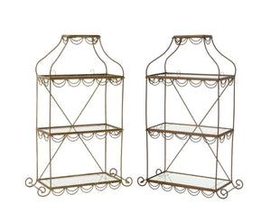Regency Style Gilt Metal Three-Tier Etageres, Pair