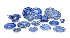 English Flow Blue Transferware Tableware, 20 Pcs.