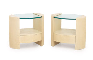 Jay Spectre Style Modern Bedside Tables, Pair
